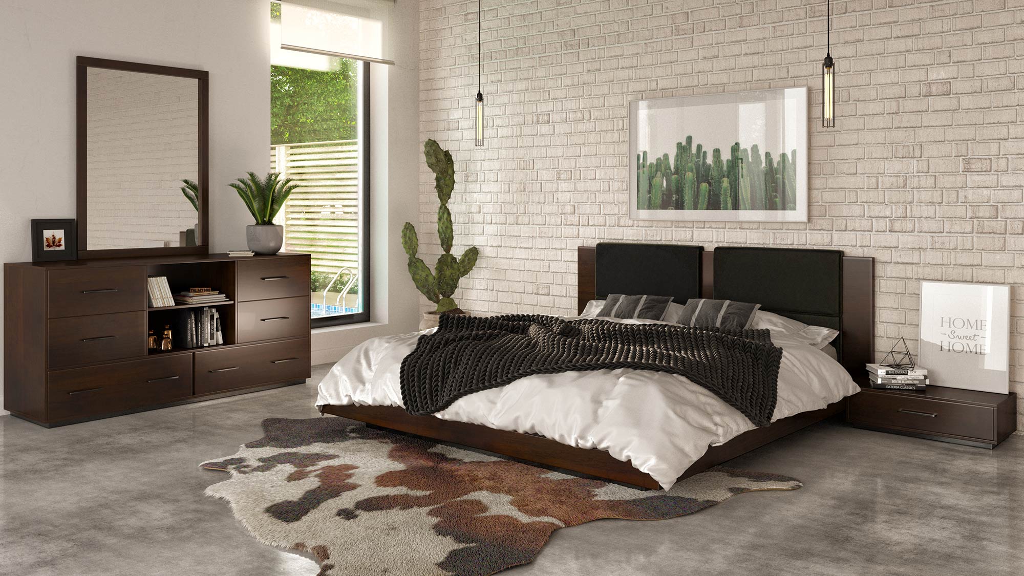 Nova Domus Fantasia Contemporary Dark Walnut And Dark Grey Bed Model VGWDHL-W01-01-BED