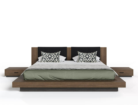 Nova Domus Fantasia Dark Walnut | Dark Grey Bed And Two Nightstands Model VGWDHL-W01-BED-2NS