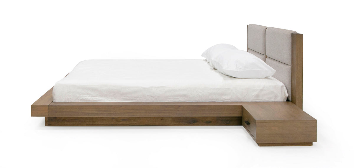 Queen Nova Domus Fantasia Contemporary Walnut & Grey Bed With Two Nightstands Model VGWDHL-W01-01-BED-2NS-LTWLT-Q