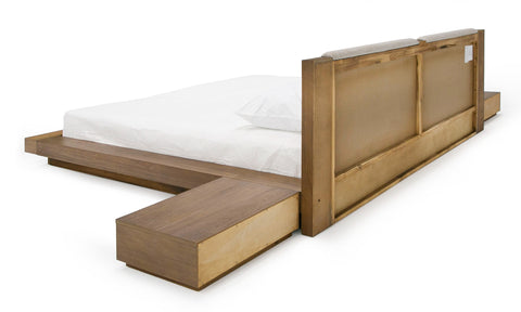 Nova Domus Fantasia Contemporary Walnut & Grey Bed with Two Nightstands By VIG Furniture