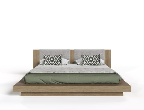 Nova Domus Fantasia Contemporary Walnut & Grey Bed with Two Nightstands By VIG Furniture