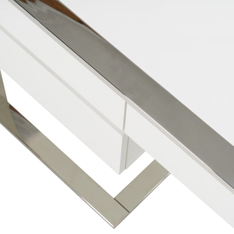 Modrest Fauna Modern White High Gloss & Stainless Steel Desk Model VGBBBN-2DK-WHT-DESK