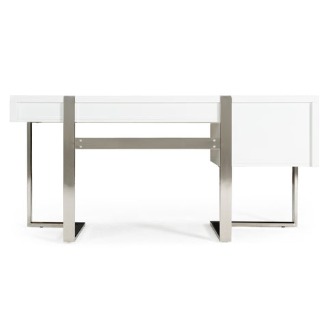 Modrest Fauna Modern White High Gloss & Stainless Steel Desk Model VGBBBN-2DK-WHT-DESK