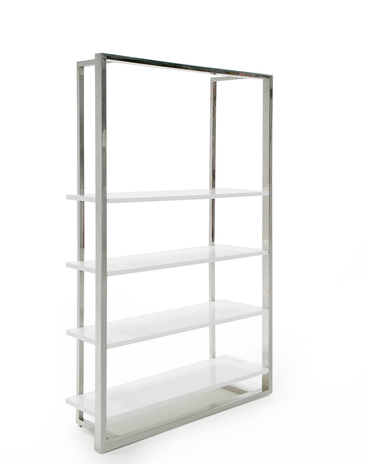 Modrest Fauna Modern White High Gloss & Stainless Steel Bookshelf Model VGBB1616BS-WHT-SHELF