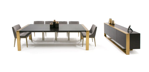 Modrest Fauna Modern Wenge And Brass Dining Table Model VGBB-BN-2T-WB-DT