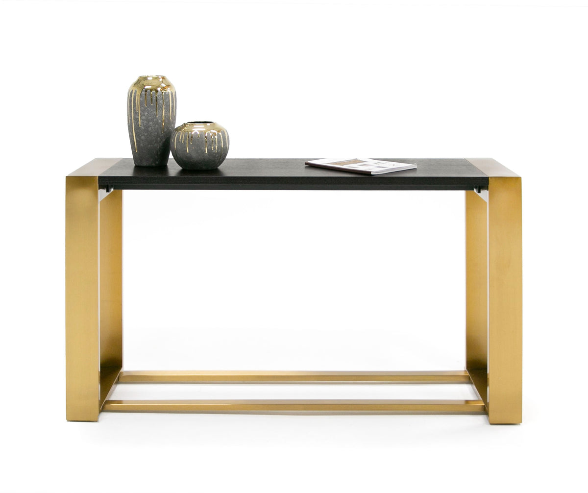 Modrest Fauna Modern Wenge And Brass Console Table Model VGBB-BN-2X-WB-BRN-CT