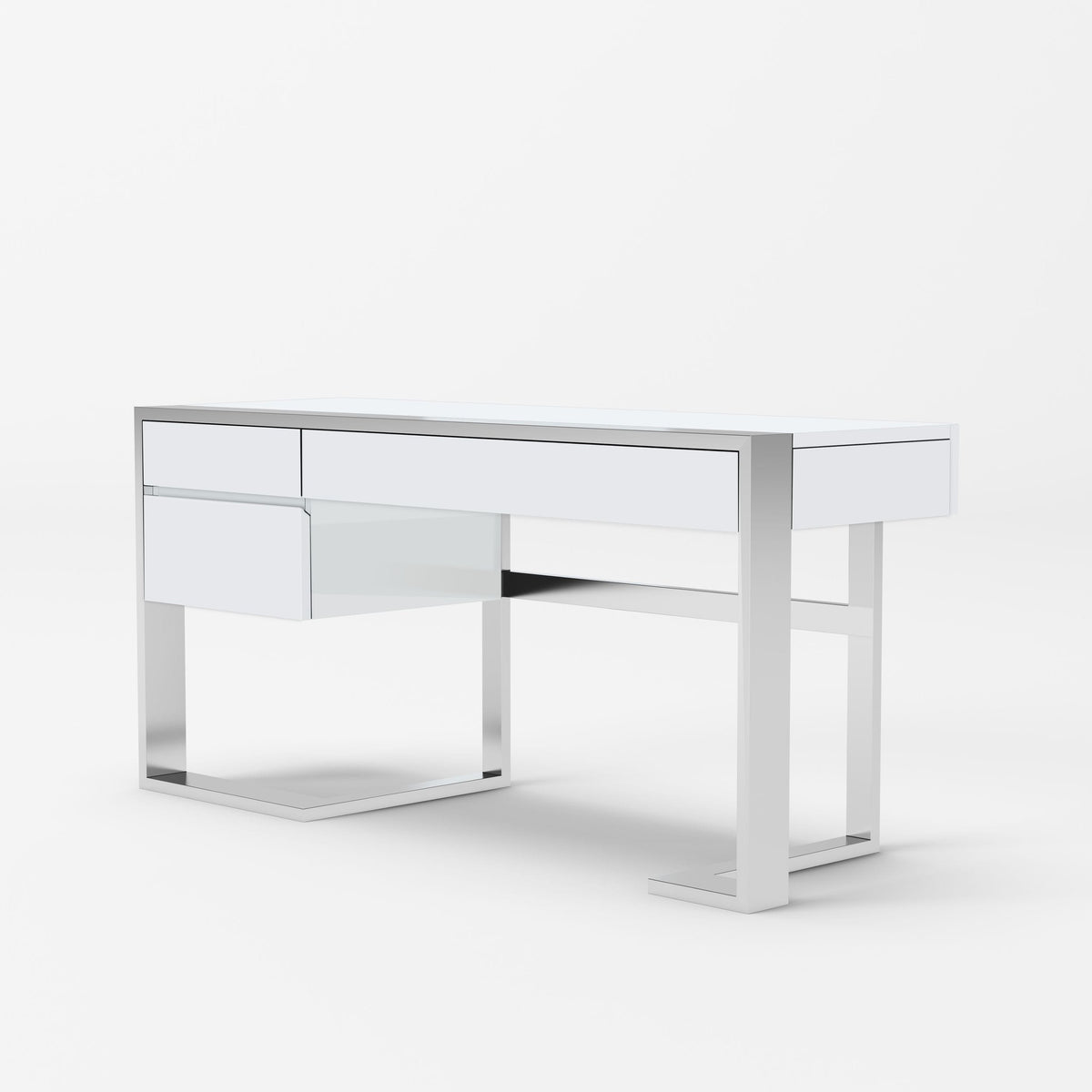 Modrest Fauna Modern White High Gloss & Stainless Steel Desk Model VGBBBN-2DK-WHT-DESK