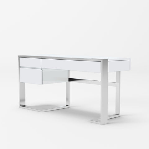 Modrest Fauna Modern White High Gloss & Stainless Steel Desk Model VGBBBN-2DK-WHT-DESK