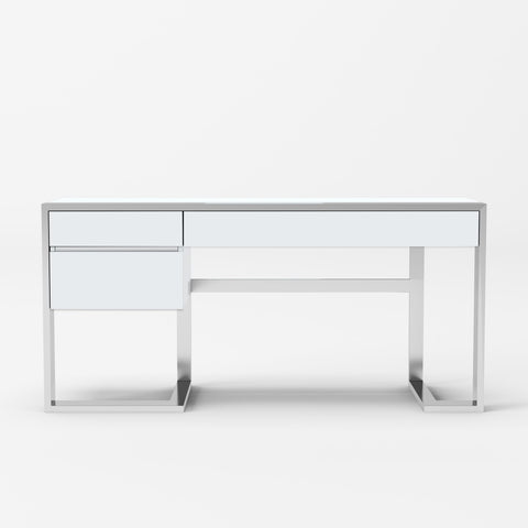 Modrest Fauna Modern White High Gloss & Stainless Steel Desk Model VGBBBN-2DK-WHT-DESK