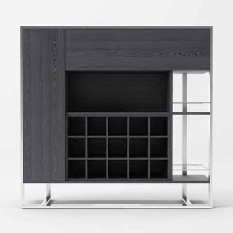 Modrest Fauna Elm Grey & Stainless Steel Wine Cabinet Model VGBBBN-2W-CAB
