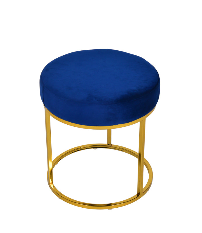 Modrest Elmont Modern Blue Velvet & Gold Stool Ottoman Model VGFH-FDC8017-BLU