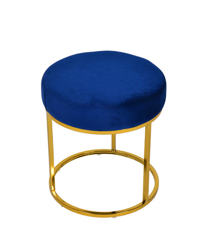 Modrest Elmont Modern Blue Velvet & Gold Stool Ottoman Model VGFH-FDC8017-BLU