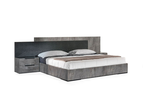 California King Nova Domus Ferrara Modern Volcano Oxide Grey Bed Model VGACFERRARA-BED-CK