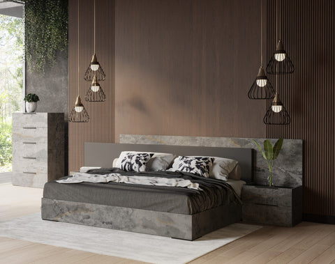 Nova Domus Ferrara California King Modern Volcano Oxide Grey Bed With Nightstands Model VGACFERRARA-BED-2NS-SET-CK