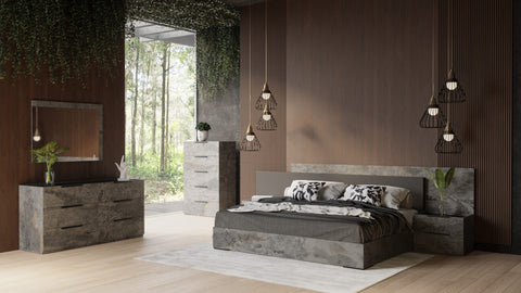 Nova Domus Ferrara California King Modern Volcano Oxide Grey Bed With Nightstands Model VGACFERRARA-BED-2NS-SET-CK
