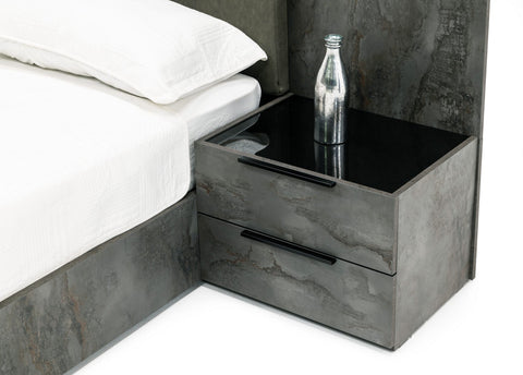 Nova Domus Ferrara California King Modern Volcano Oxide Grey Bed With Nightstands Model VGACFERRARA-BED-2NS-SET-CK