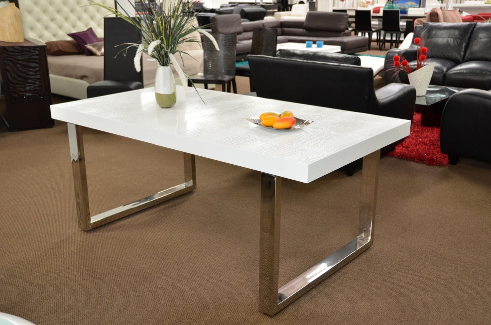 Skyline Modern Extend Able White Dining Table Model VGUNAC803-255