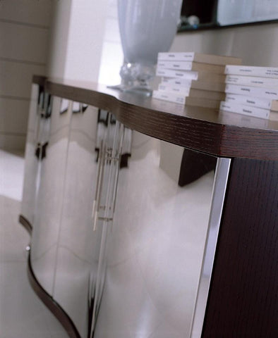 Waves Collection Modern Glass With Chrome Stainless Steel Dining Table Model VGGUWAVES