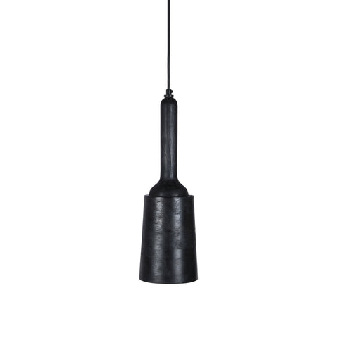 Irma Black Burnt Wood and Antique Zinc Pendant Light