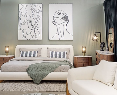 Modrest Fleury Contemporary Cream Fabric And Walnut Ek Bedroom Set Model VGCS-21073-BED-SET-eastern