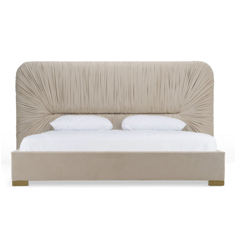 Modrest Florence Modern Beige Velvet & Gold Bed Model VGVC-BD2410-BED