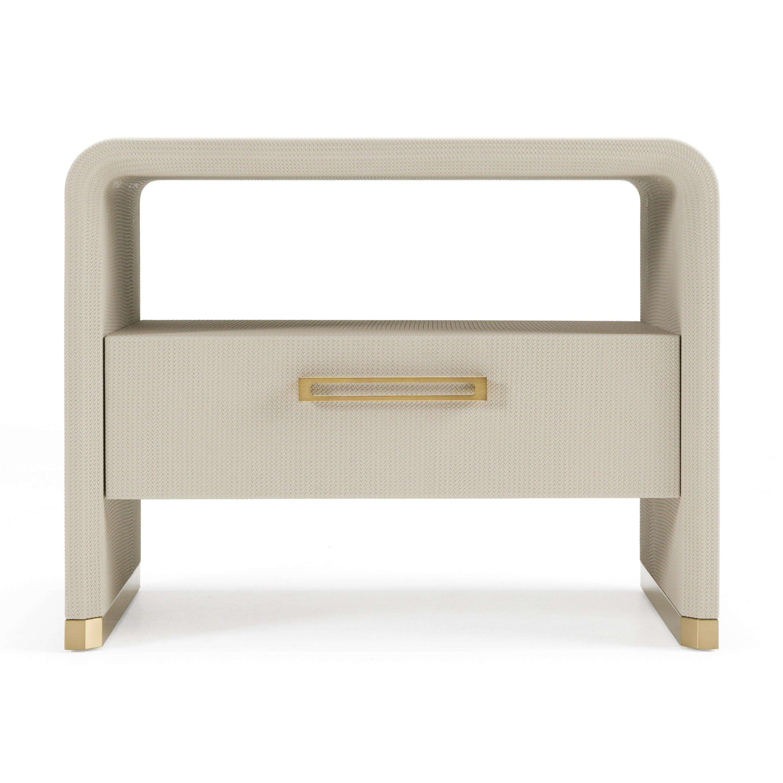 Modrest Florence Modern Beige Leatherette & Gold Nightstand Model VGVC-N2410