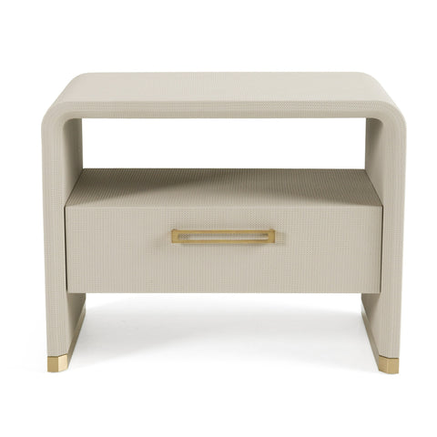 Modrest Florence Modern Beige Leatherette & Gold Nightstand Model VGVC-N2410