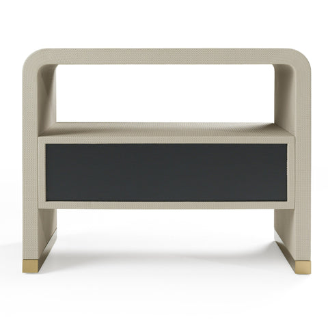 Modrest Florence Modern Beige Leatherette & Gold Nightstand Model VGVC-N2410