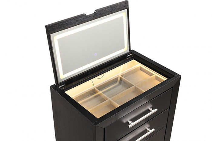 Ashbourne Bedside Vanity Set W/ Stool Model Fm-Ac415Bk-V By Furniture Of America 