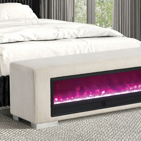 Elnath Bench W/ Visual Crystal Fireplace Model Fm-Bn6001Bg By Furniture Of America 
