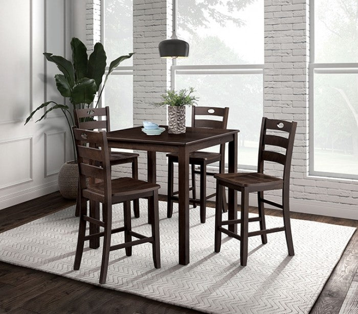 Lubbock 5 Pc. Counter Ht. Table Set Model Fm3419Ex-Pt-5Pk-Chair By Furniture Of America 