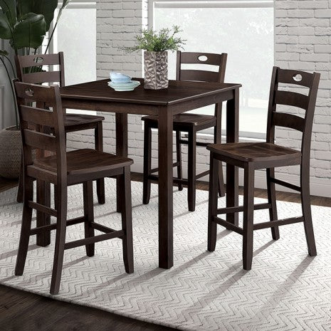 Lubbock 5 Pc. Counter Ht. Table Set Model Fm3419Ex-Pt-5Pk-Chair By Furniture Of America 