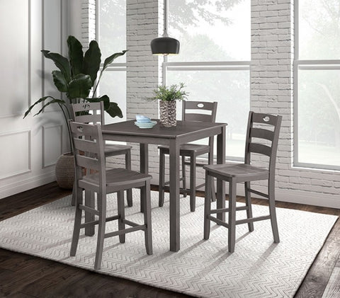 Lubbock 5 Pc. Counter Ht. Table Set Model Fm3419Gy-Pt-5Pk-Chair By Furniture Of America 