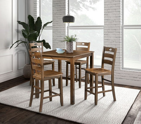 Lubbock 5 Pc. Counter Ht. Table Set Model Fm3419Wn-Pt-5Pk-Chair By Furniture Of America 