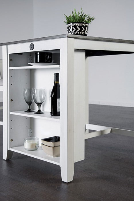 Lescles 3 Pc Counter Ht Set (1 Table + 2 Chairs) Model Fm3423Wh-Pt-3Pk-Chiar By Furniture Of America 