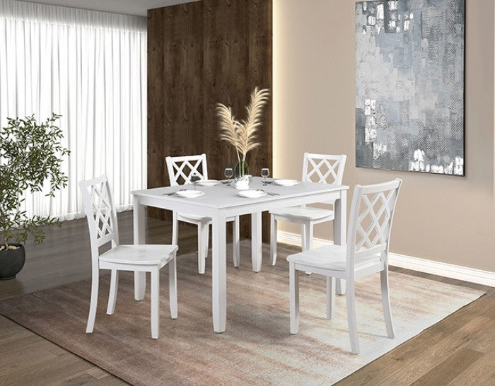 Yamhill 5 Pc. Dining Table Set Model Fm3424Wh-T-5Pk-Chair By Furniture Of America 