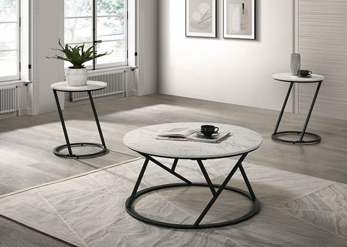 Ronde 3 Pc. Table Set Model Fm42905Wh-3Pk-End Table By Furniture Of America 