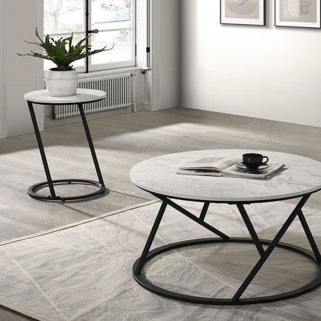 Ronde 3 Pc. Table Set Model Fm42905Wh-3Pk-End Table By Furniture Of America 