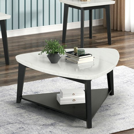 Thisted Triangle Marble Coffee Table Model Fm44002Wh-Ct By Furniture Of America 
