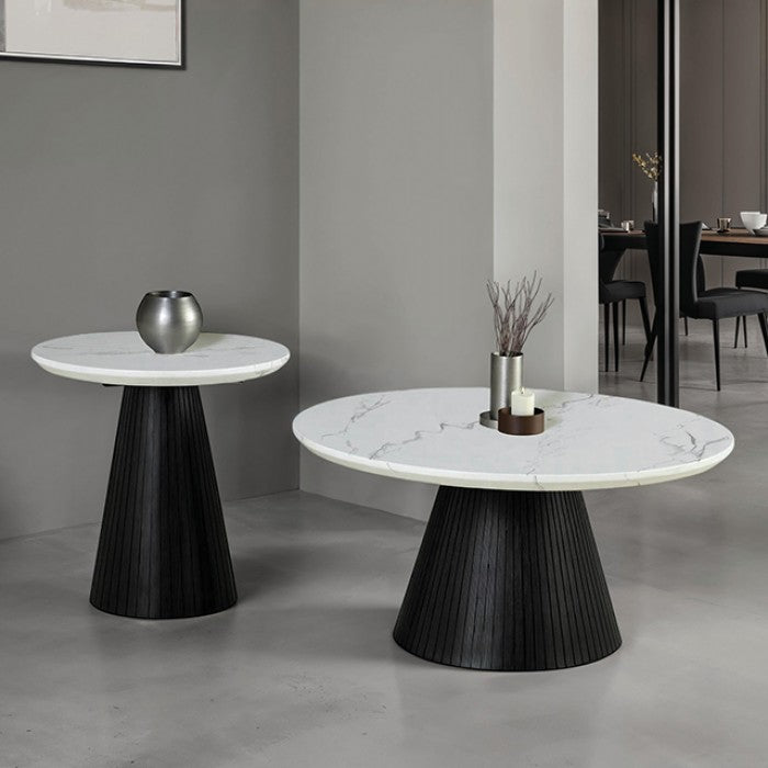 Sindal Round Cocktail Table Model Fm44004Bk-Cr-Table By Furniture Of America 