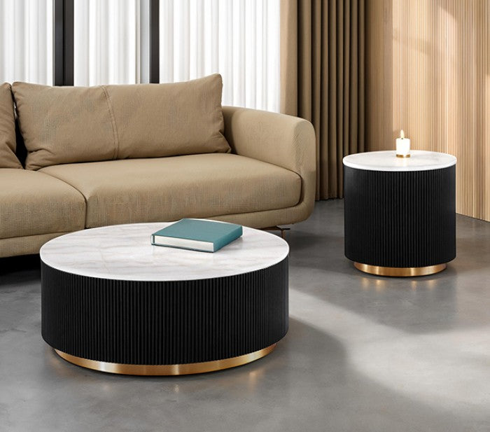 Virden Round Cocktail Table Model Fm47000Bk-Cr By Furniture Of America 
