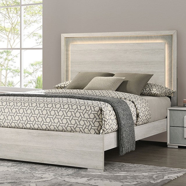 Lincolt Bed Model Fm7201Wh-Queen Bed By Furniture Of America 