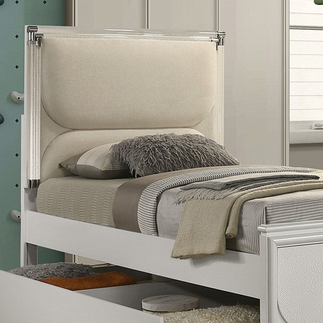 Lareina Bed Model Fm72081Wh-Twin Bed By Furniture Of America 