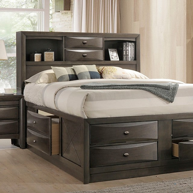 Zosimo Bed Model Fm7210Gy-Queen Storage Bed By Furniture Of America 