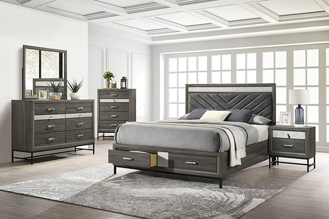 Voleta Bed Model Fm7212Gy-Full Bed By Furniture Of America 