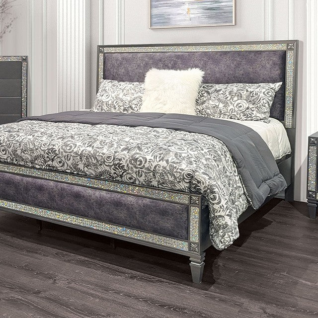 Titania Bed Model Fm7240Gy-Queen Bed By Furniture Of America 