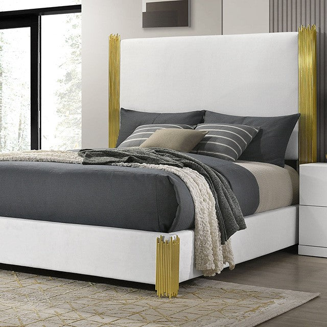 Basildon Bed Model Fm7271Wh-Queen Bed By Furniture Of America 