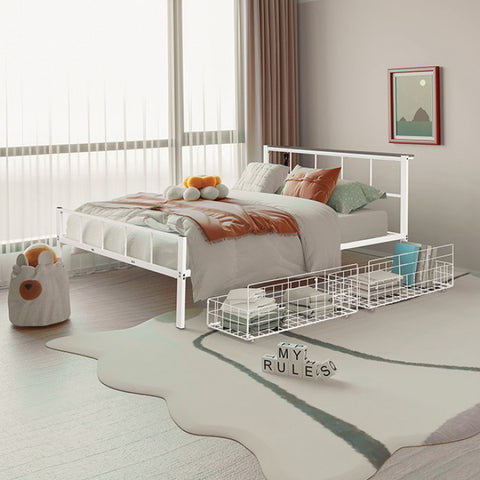 NICOLI QUEEN METAL BED WITH UNDERBED STORAGE