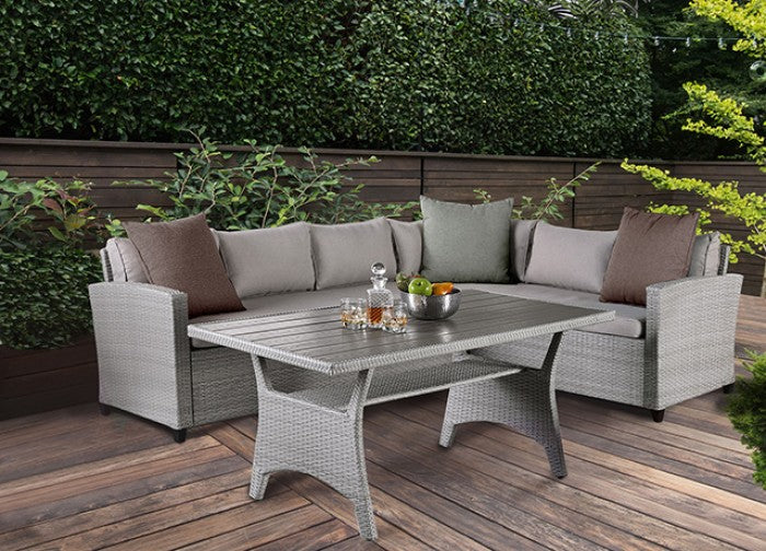 Shonda 3 Pc. Patio Dining Set Model Fm80001Gg-Set-Sectional By Furniture Of America 