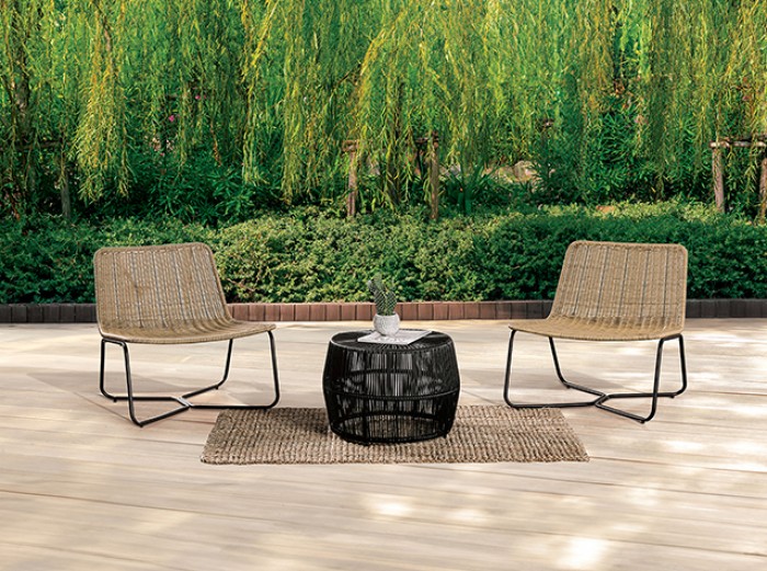 Sarabi 3 Pc. Conversation Set Model Fm80003Bk-T-3Pc By Furniture Of America 